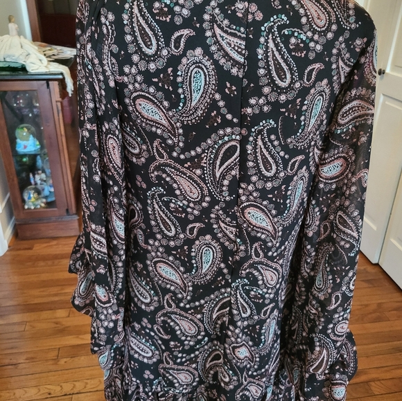 Betsy Johnson Paisley Black and Brown  Faux Wrap Dress sz 4 Boho Festival NWOT - Picture 6 of 7